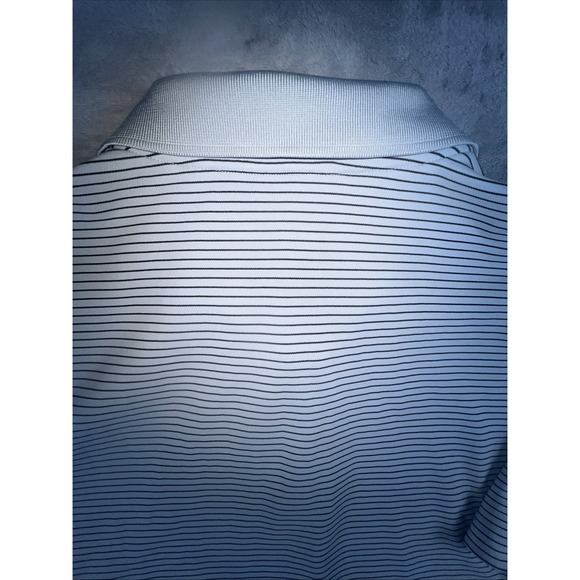 Adidas Golf Polo Shirt Mens size Medium Gray Black Striped Short Sleeve Classic - Picture 7 of 7